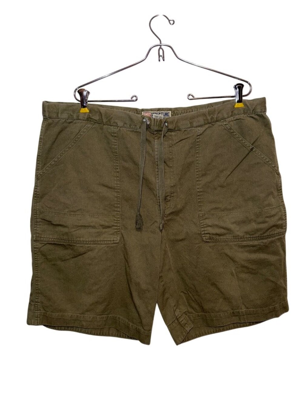 Structure Mens Olive Green Cotton Shorts L Drawstring Waist & Pockets